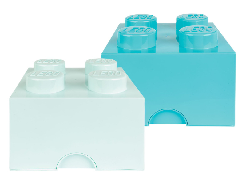 Lego Úložný box stohovatelný 2 x 4 knoflíky, 2 kusy (aqua světle modrá / středně azurová)