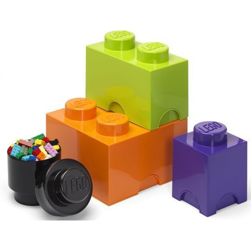 LEGO® úložné boxy Multi-Pack 4 ks - fialová, černá, oranžová, zelená