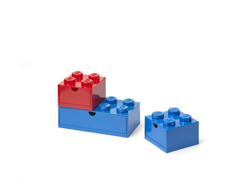 LEGO Stolní boxy se zásuvkou Multi-Pack 3 ks - červená, modrá