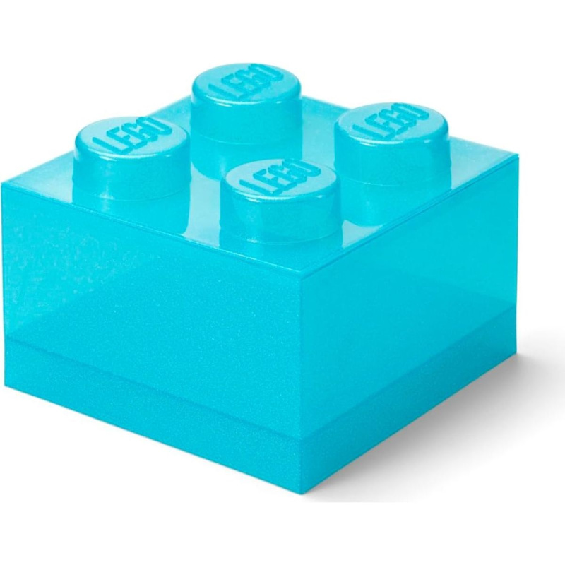 LEGO úložný box 4 s víkem - třpytivá modrá