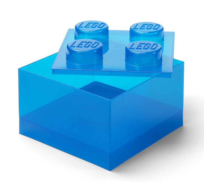 LEGO úložný box 4 s víkem - průhledná modrá