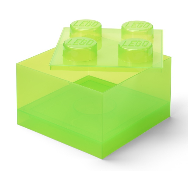 LEGO úložný box 4 s víkem - průhledná zelená