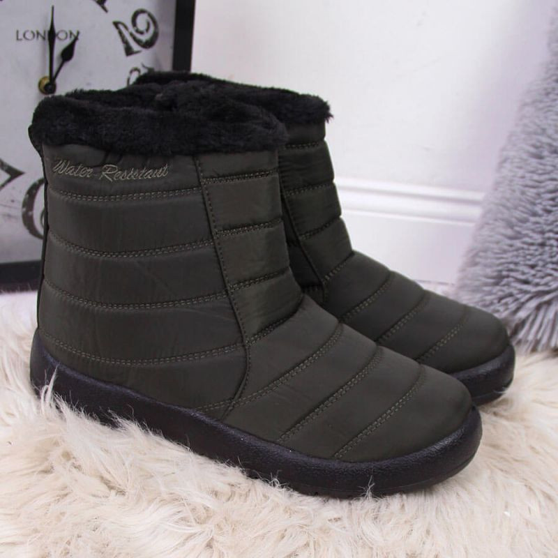 Nepromokavé sněhové boty na zip NEWS W EVE181D khaki 37