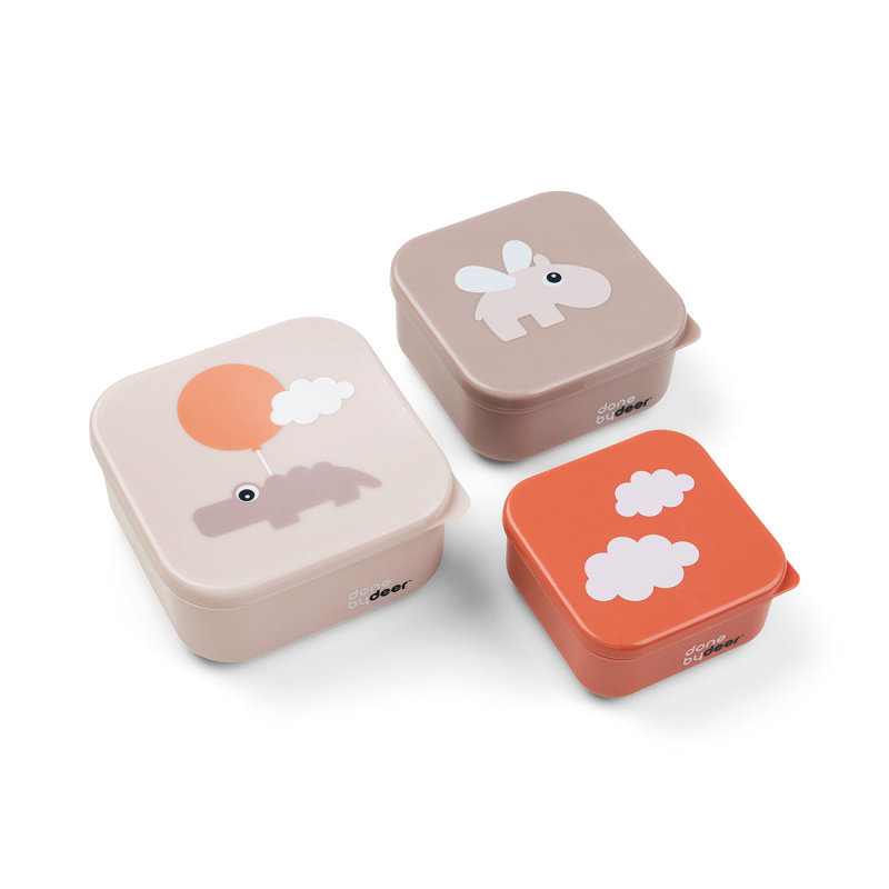 Done by Deer Svačinové boxy Happy Clouds 3ks - růžové