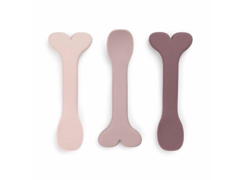 Done by Deer Silikonové baby lžičky Wally 3ks 2023 - růžové