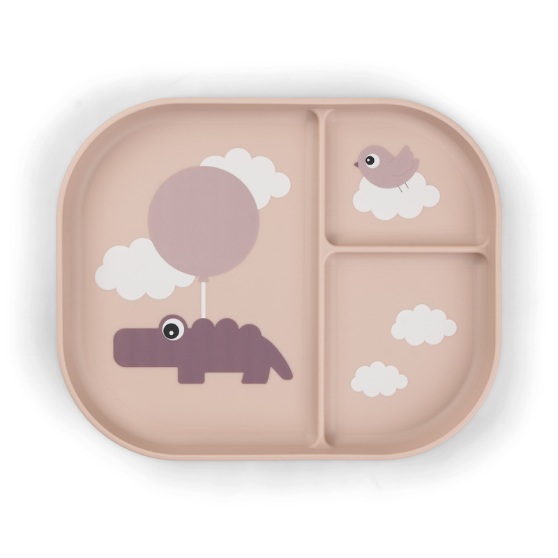 Done by Deer dělený talíř Foodie Happy clouds růžový