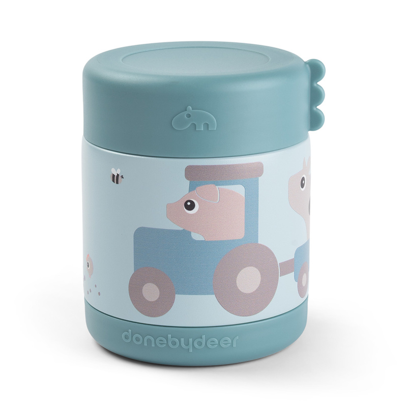Done by Deer Dětská termonádoba 300 ml - Tiny Farm Modrá
