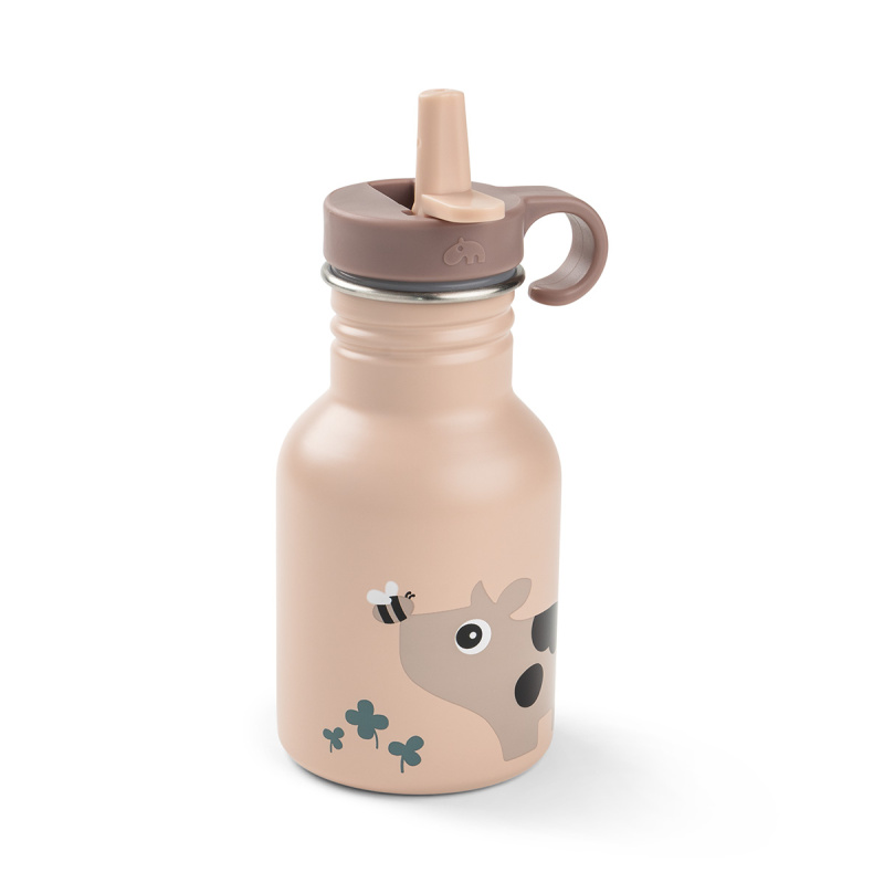Done by Deer nerezová dětská láhev Tiny farm růžová 350 ml