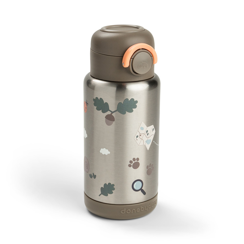 Done by Deer termo láhev s brčkem Tiny trails písková 340 ml