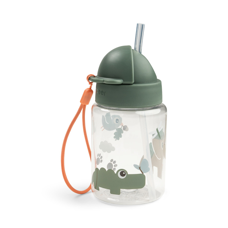Done by Deer láhev s brčkem Tiny trails zelená 280 ml