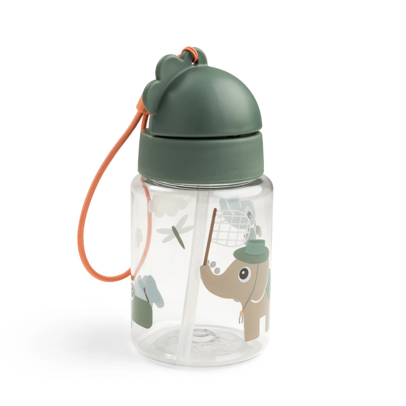 Done by Deer láhev s brčkem Tiny trails zelená 280 ml