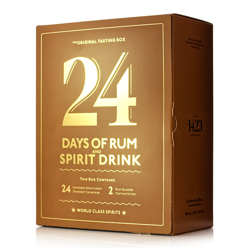 24 Days of Rum - Rumový kalendář 2025 + 2 sklenice 41% 0,48l (darčekové balenie 2 poháre)