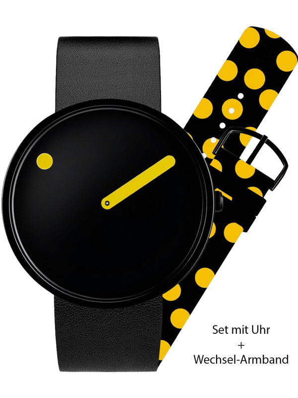 Picto 43388-SET Unisex Watch Black and Yellow 40mm