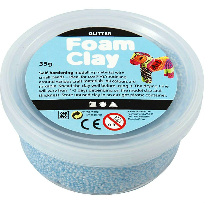Creative Samotvrdnoucí modelovací pěnová hmota Foam Clay GLITTER SVĚTLÁ MODRÁ