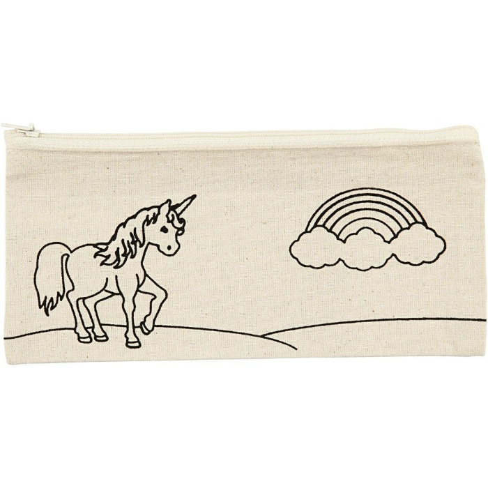 Creative Pouzdro na tužky motiv JEDNOROŽEC textil, 21 x 9 cm