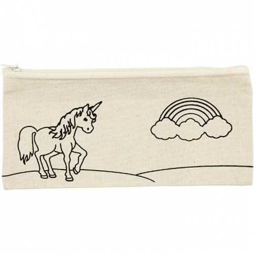 Creative Pouzdro na tužky motiv JEDNOROŽEC textil, 21 x 9 cm