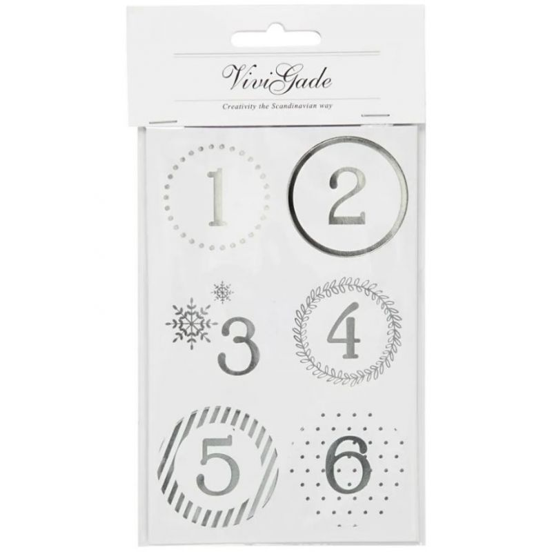 Samolepky 9x14cm - Stříbrná čísla