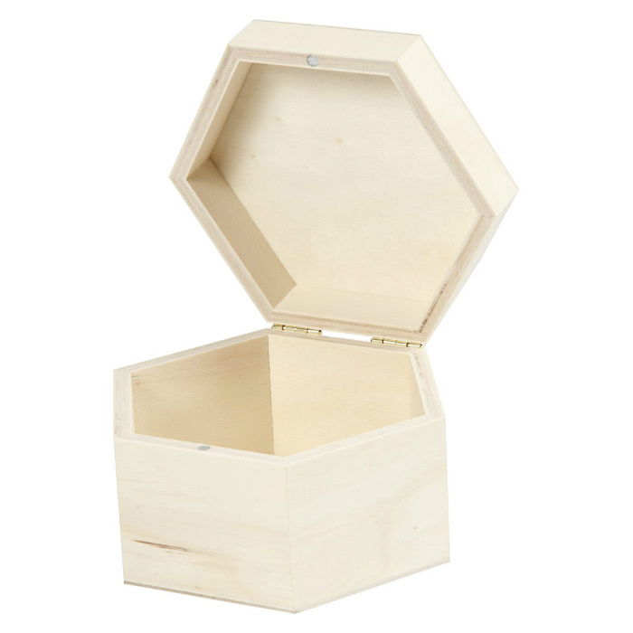 Dřevěná krabička šestiúhelníková 12,3x10,5x7cm