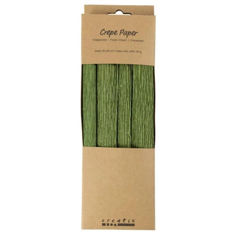 Krepový papír sada - tmavě zelená (4ks)