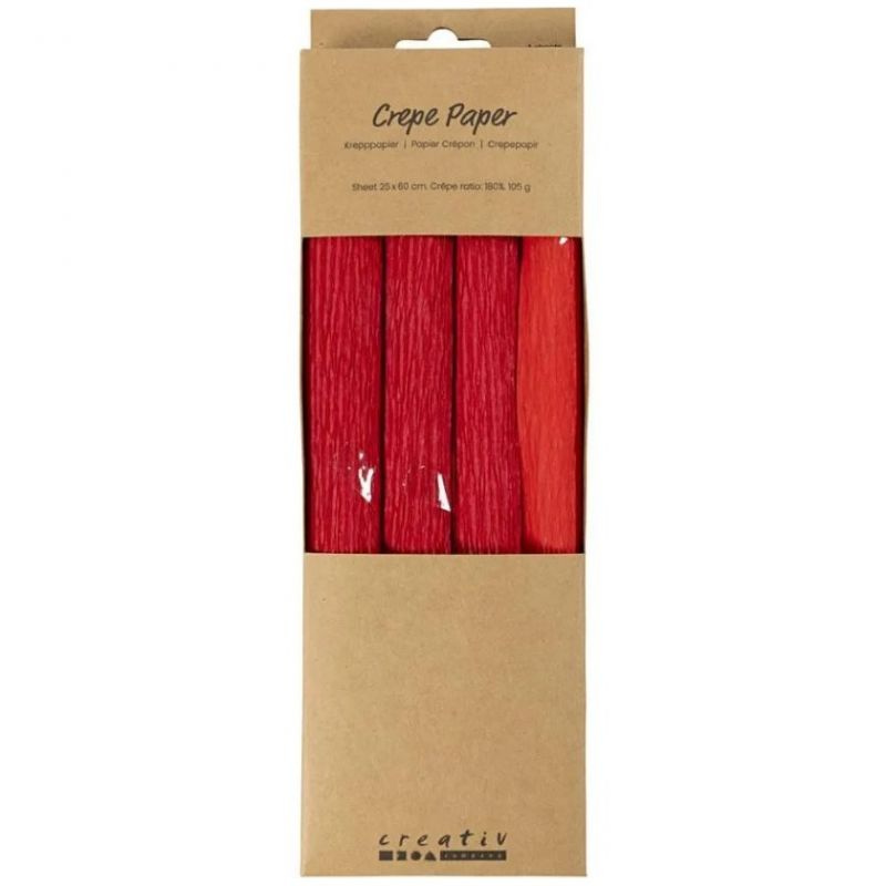 Krepový papír sada - červená (4ks)