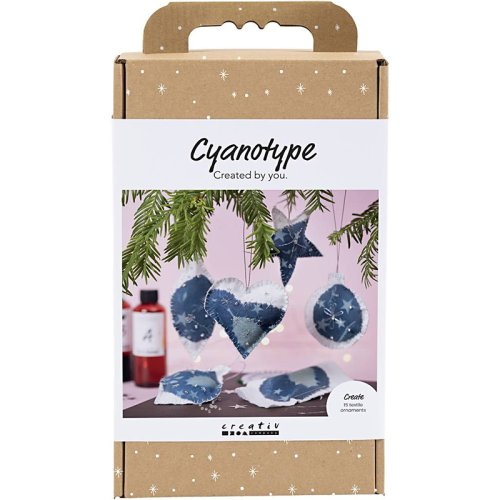 Creative Modrobílá Kyanotypie - vánoční dekorace