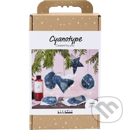 Creative Modrobílá Kyanotypie - vánoční dekorace