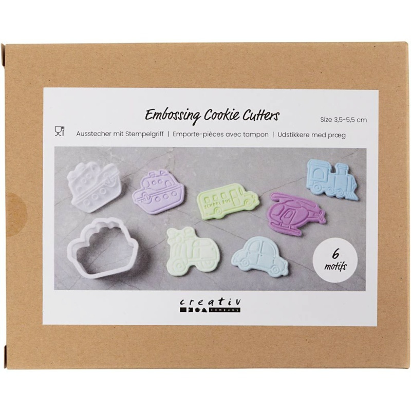 Vykrajovátka plastová s razítkem sada (6ks) dopravní prostředky