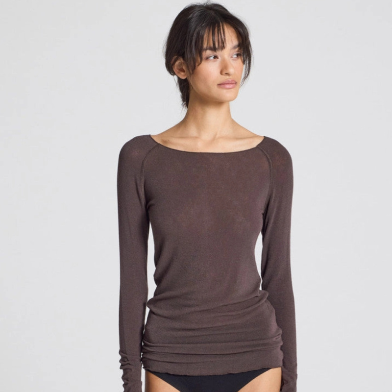 GAI+LISVA Dámský vlněný top Amalie - Mulch Velikost: M