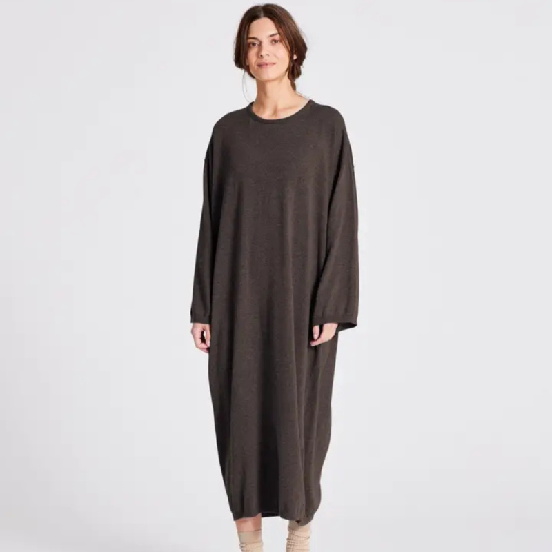 GAI+LISVA Bavlněné pletené šaty Sisse - Mulch Velikost: L/XL