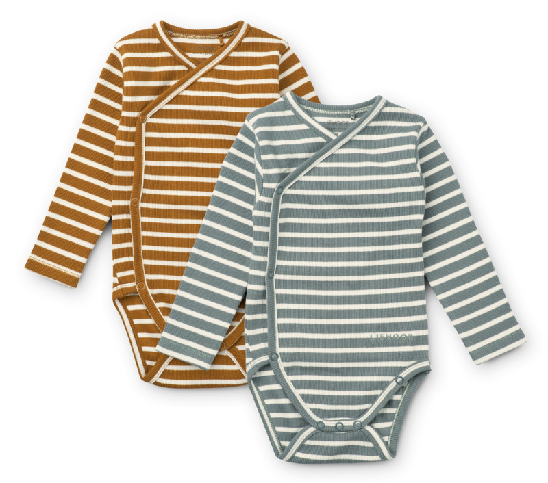 LIEWOOD Set bodýček Hali - Stripe: Blue fog multi mix Velikost: 9m