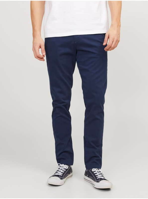 Tmavě modré chino kalhoty Jack & Jones Marco - Pánské