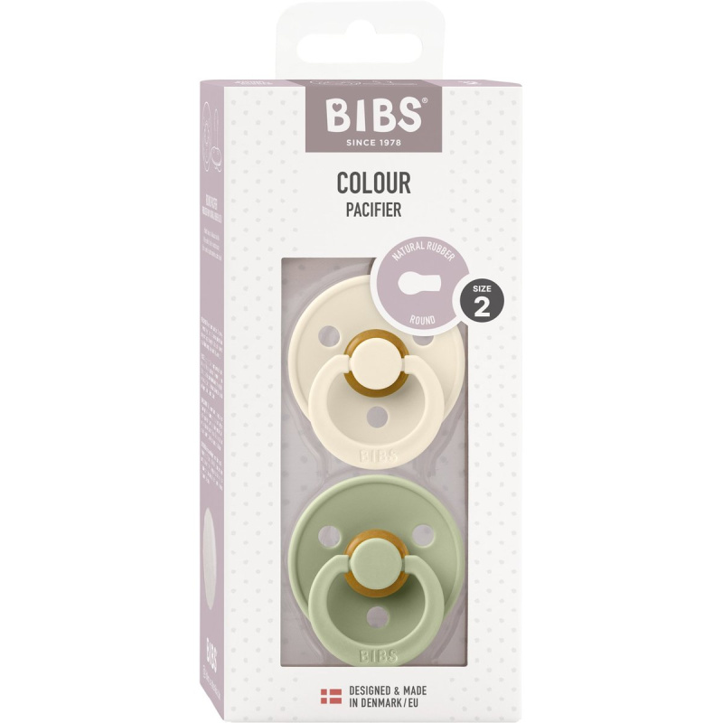Bibs Colour dudlíky z přírodního kaučuku 6–18 měsíců, Sage / Ivory