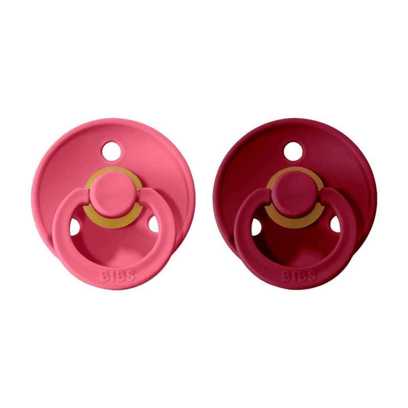 BIBS Colour Natural Rubber Size 2: 6+ months dudlík Coral / Ruby 2 ks