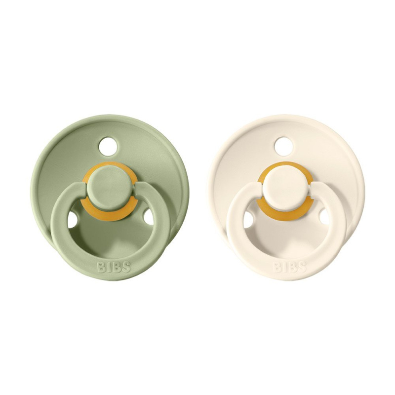 BIBS Colour dudlíky z přírodního kaučuku 2ks vel.3 - Sage / Ivory