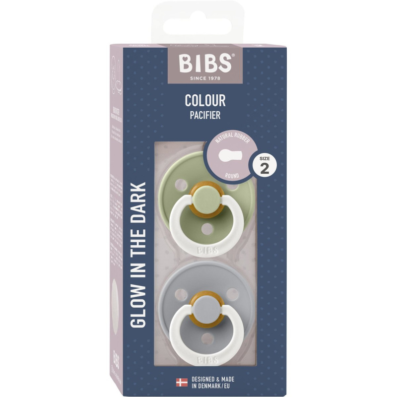 BIBS Colour Natural Rubber Size 2: 6+ months dudlík Sage Night / Cloud Night 2 ks