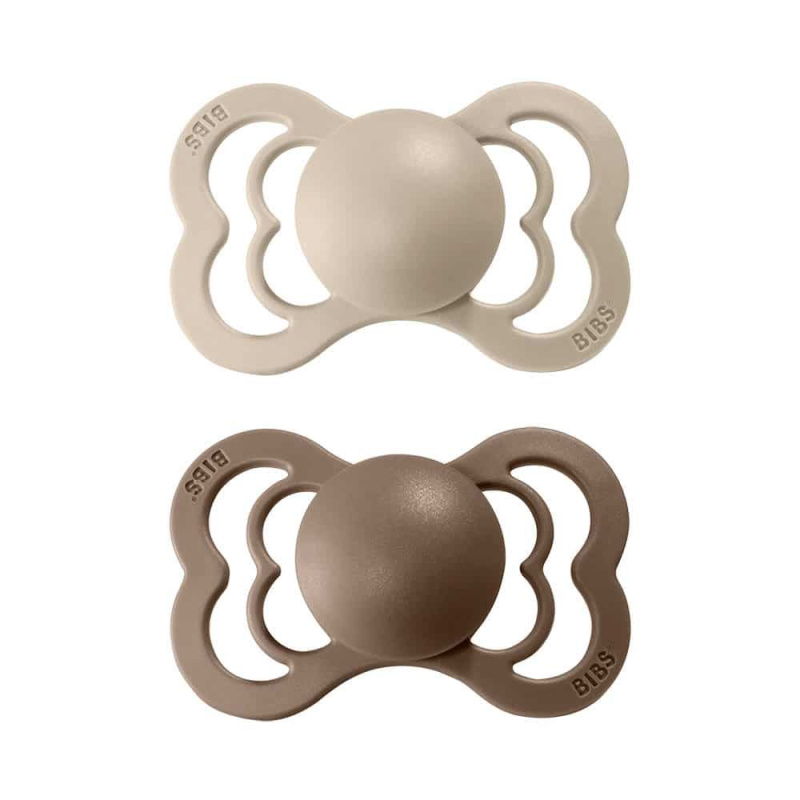BIBS Supreme Silicone Size 1: 0+ months dudlík Vanilla / Dark Oak 2 ks
