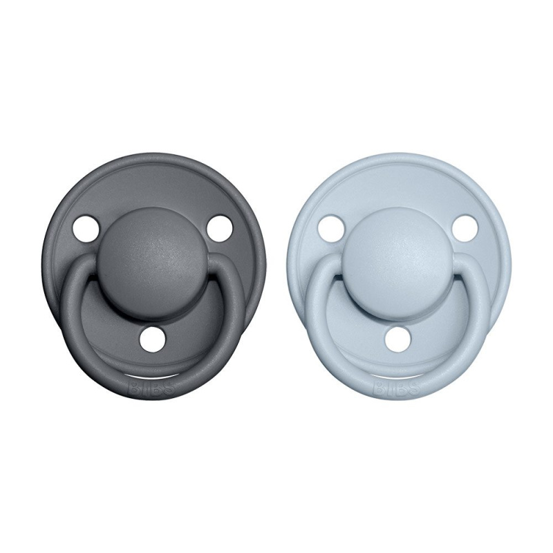 BIBS De Lux One Size dudlík Iron / BabyBlue 2 ks