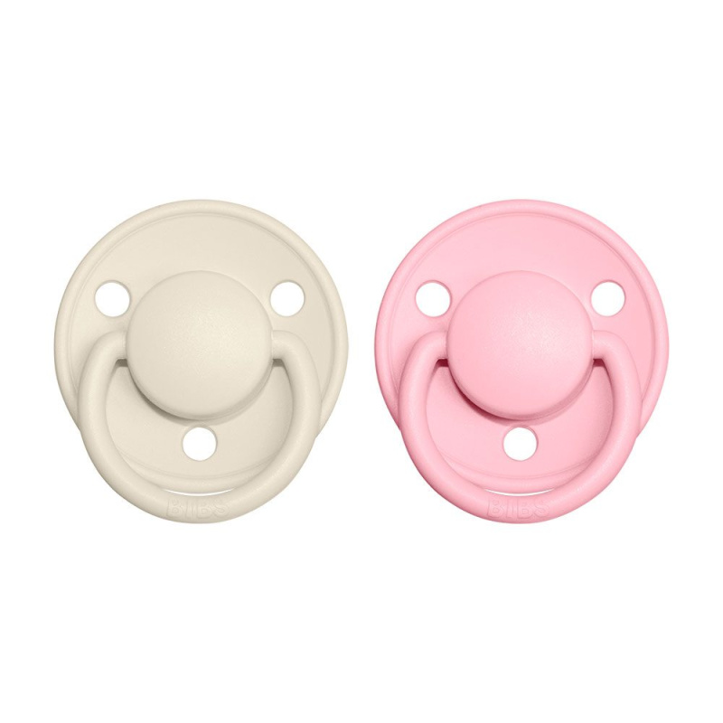 BIBS De Lux Natural Rubber Size 2: 6+ months dudlík Ivory / Baby Pink 2 ks