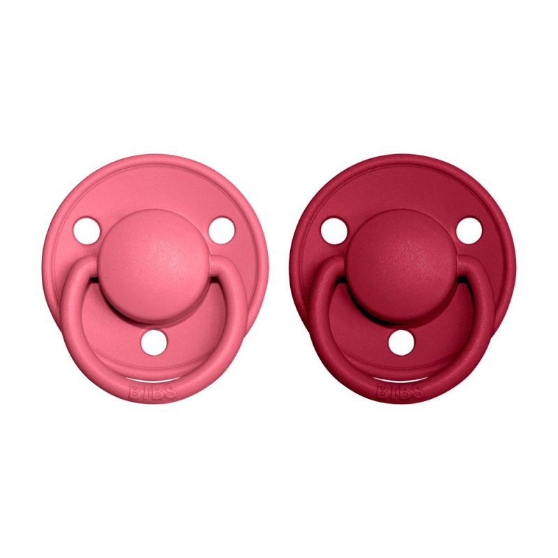 BIBS De Lux Natural Rubber Size 2: 6+ months dudlík Coral / Ruby 2 ks