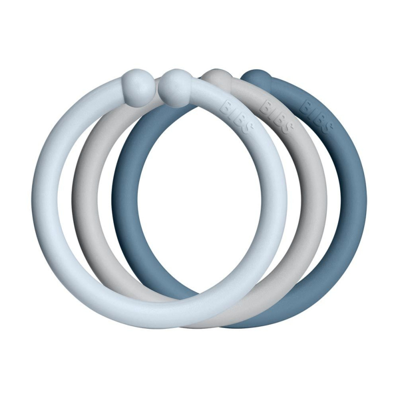 BIBS Loops závěsné kroužky Baby Blue / Cloud / Petrol 12 ks