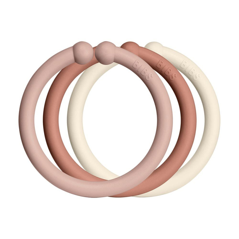 BIBS Loops závěsné kroužky Blush / Woodchuck / Ivory 12 ks