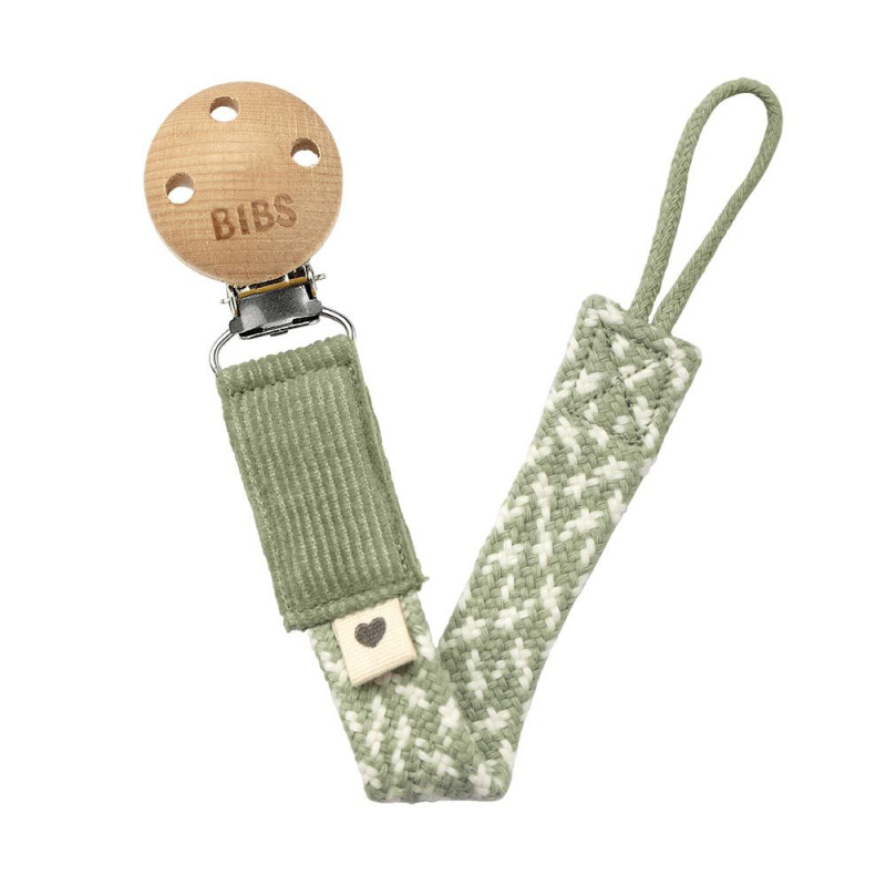 BIBS Paci Braid klip na dudlík Sage / Ivory 1 ks