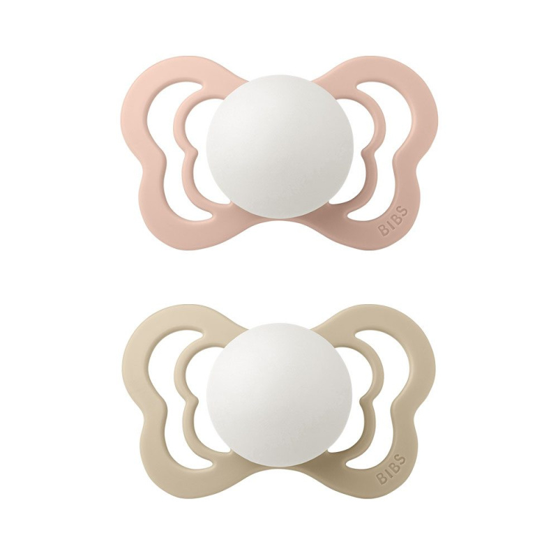 BIBS Couture Glow Natural Rubber Size 2: 6+ months dudlík Blush / Vanilla 2 ks