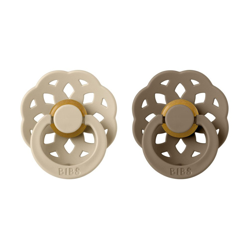 BIBS Boheme Natural Rubber Size 2: 6+ months dudlík Vanilla / Dark Oak 2 ks