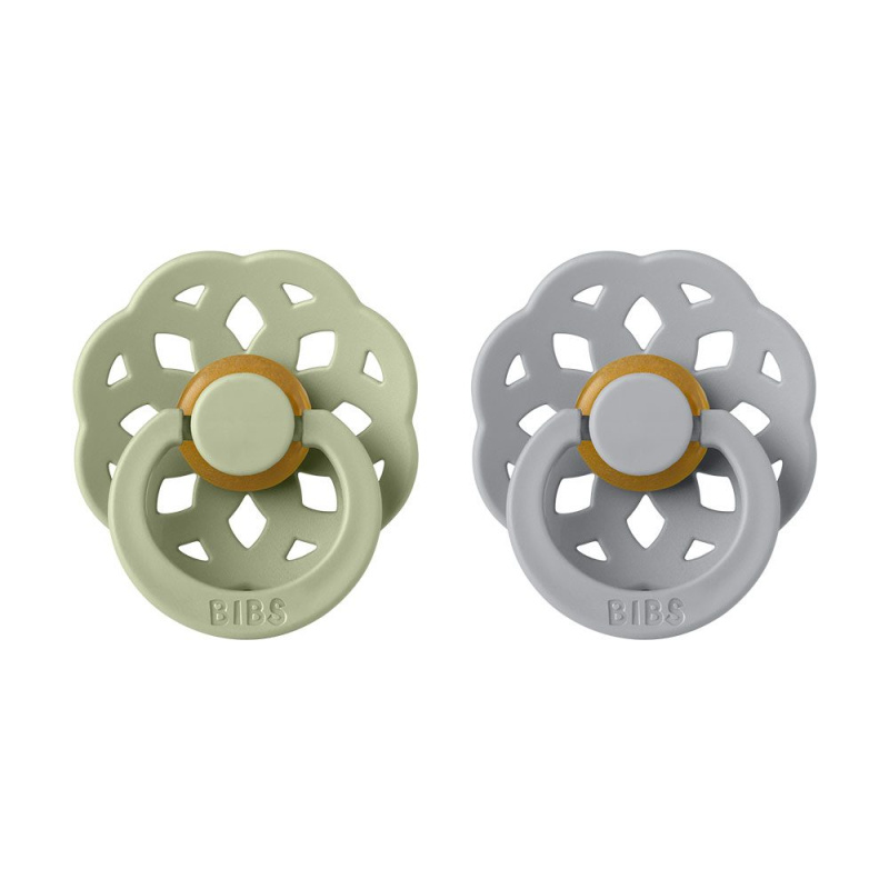 BIBS Boheme Natural Rubber Size 2: 6+ months dudlík Sage / Cloud 2 ks