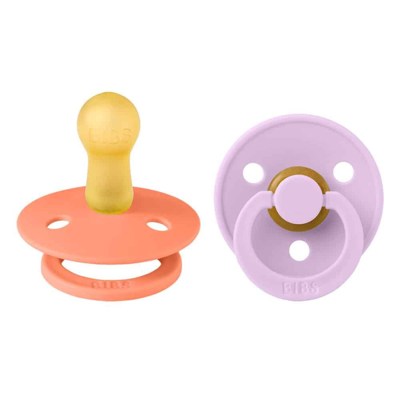 BIBS Colour dudlíky z přírodního kaučuku 2ks vel.1 - Papaya / Violet Sky