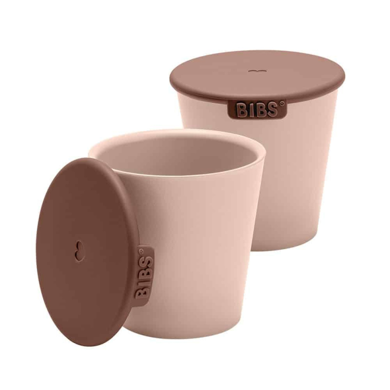 BIBS Cup Set hrnek s víčkem Blush 2 ks