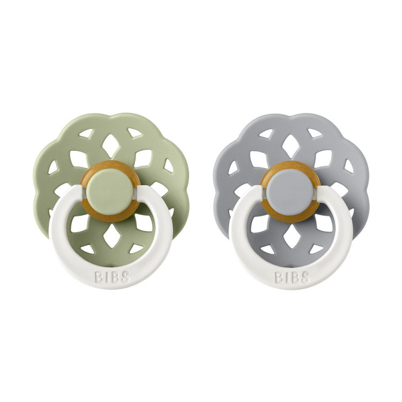 BIBS Boheme Natural Rubber Night Size 2: 6+ months dudlík Sage / Cloud 2 ks