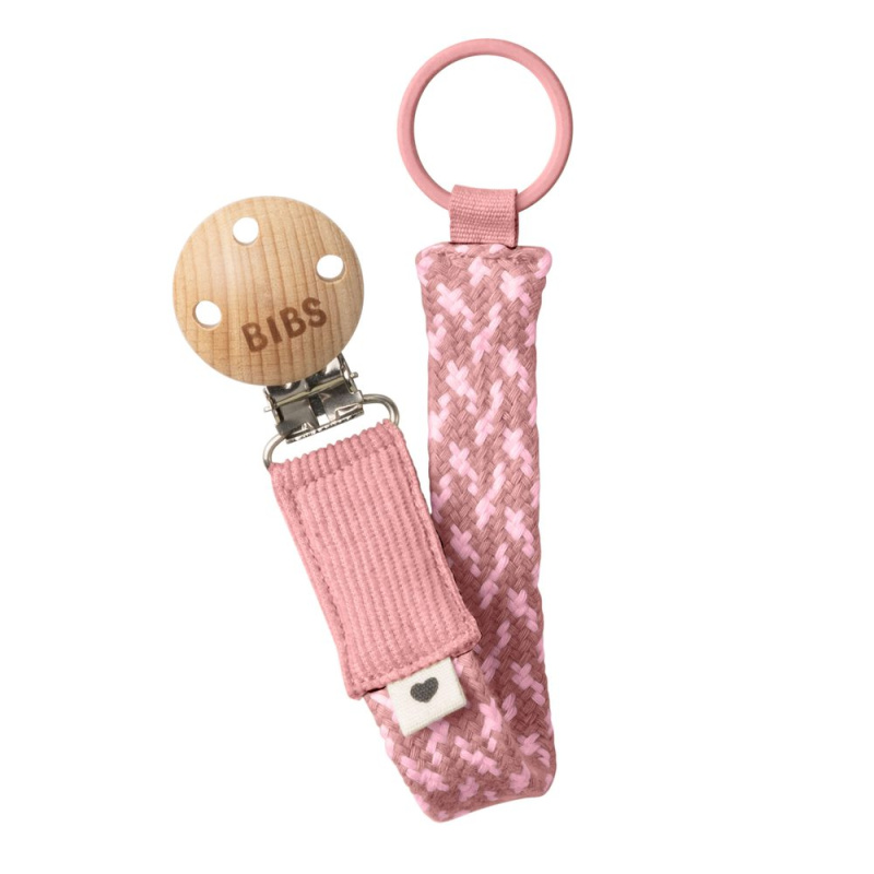 BIBS Paci Braid klip na dudlík Dusty Pink / Baby Pink 1 ks