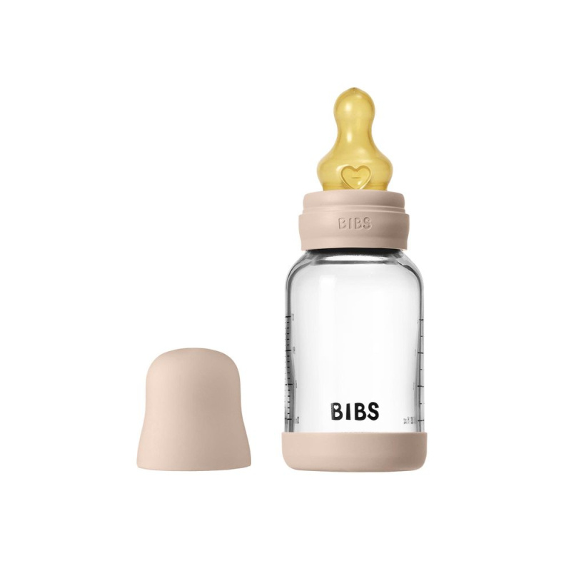 BIBS Baby Glass Bottle Round Latex antikoliková lahev Blush 120 ml